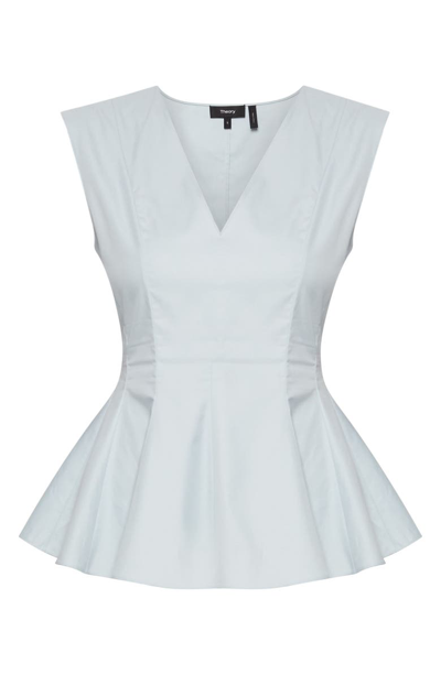 Shop Theory Perfect Cotton Peplum Blouse In White