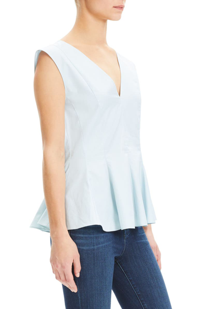 Shop Theory Perfect Cotton Peplum Blouse In Blue Stream