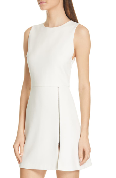 Shop Alice And Olivia Julie Zip Detail A-line Minidress In Off White