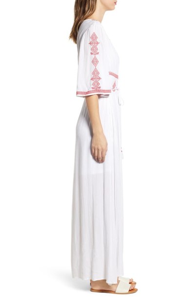 Shop Band Of Gypsies Hilo Emboidered Maxi Dress In Ivory/ Red