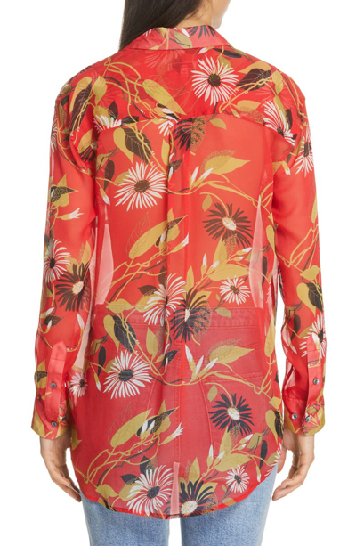 Shop Equipment Daddy Floral Silk Shirt In Ecarlete Multi