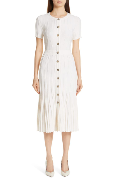 Shop Altuzarra Knit Button Front Dress In Ivory