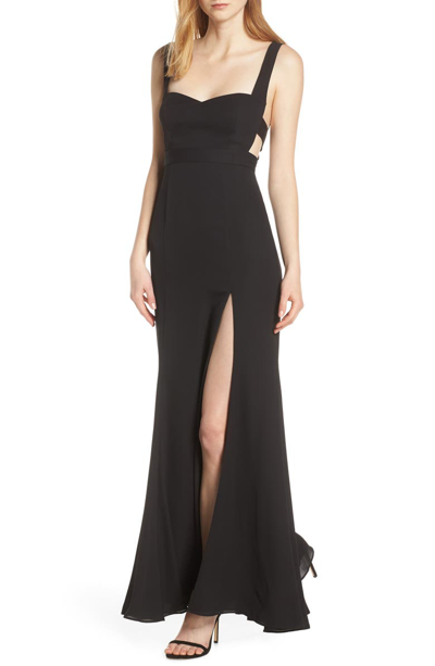 Shop Fame And Partners Strappy Georgette Evening Dress In Black