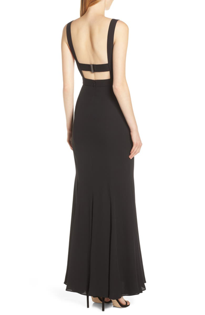 Shop Fame And Partners Strappy Georgette Evening Dress In Black