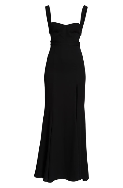 Shop Fame And Partners Strappy Georgette Evening Dress In Black