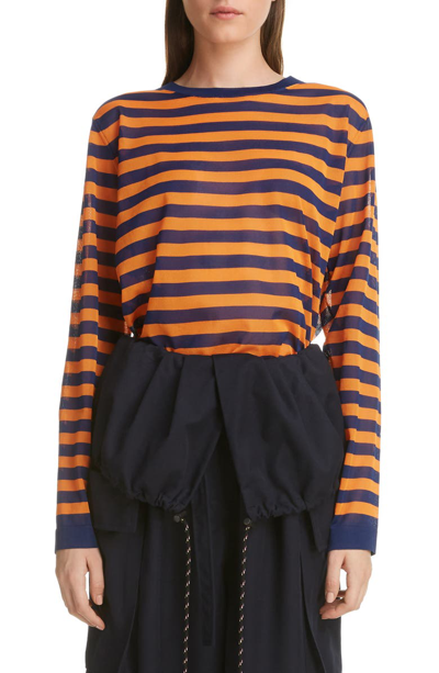 Shop Dries Van Noten Nanou Sheer Stripe Sweater In 504-blue
