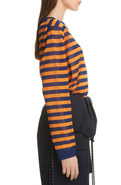 Shop Dries Van Noten Nanou Sheer Stripe Sweater In 504-blue