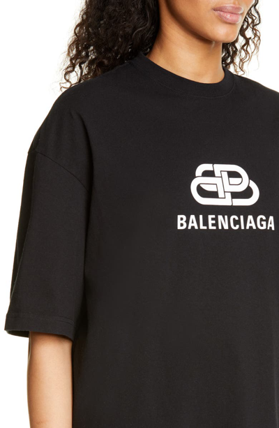 Shop Balenciaga Bb Logo Oversized Tee In Black