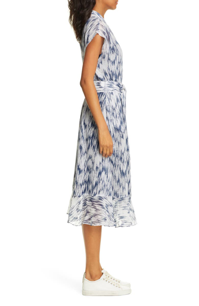 Shop Club Monaco Dremah Silk Midi Dress In Navy Multi