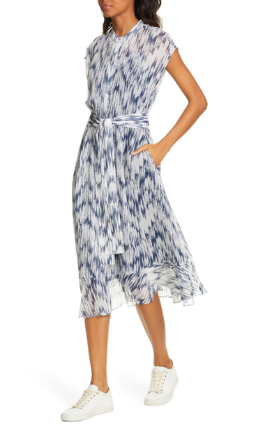 Shop Club Monaco Dremah Silk Midi Dress In Navy Multi