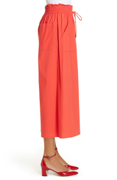 Shop Apiece Apart Galicia Wide Leg Typewriter Cotton Crop Pants In Red