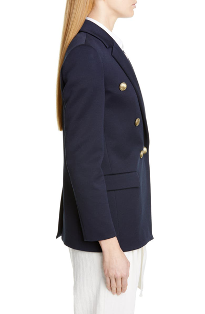 Shop Brunello Cucinelli Double Breasted Jersey Jacket In Navy