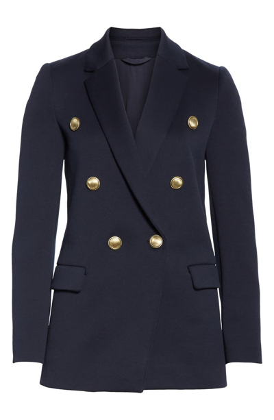 Shop Brunello Cucinelli Double Breasted Jersey Jacket In Navy