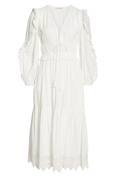 Shop Ulla Johnson Sheila Lace Sleeve Midi Dress In Pristine