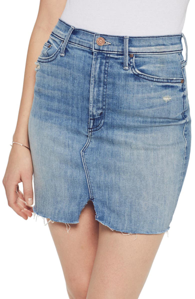 Shop Mother The Sacred Slit Denim Miniskirt In Where Theres Smoke