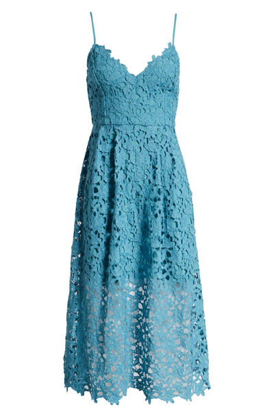 Shop Astr Lace Midi Dress In Aqua