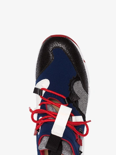 Shop Christian Louboutin Blue And Red Runner Neoprene Sneakers In 102 - Blue