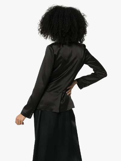 Shop Nili Lotan Single-breasted Silk Satin Blazer In Black