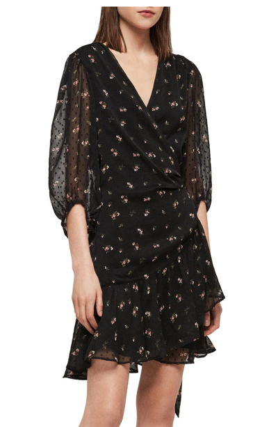 Shop Allsaints Jade Aster Wrap Dress In Black