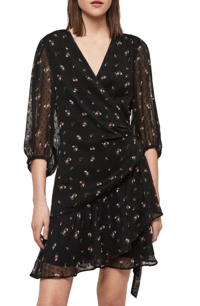 Shop Allsaints Jade Aster Wrap Dress In Black