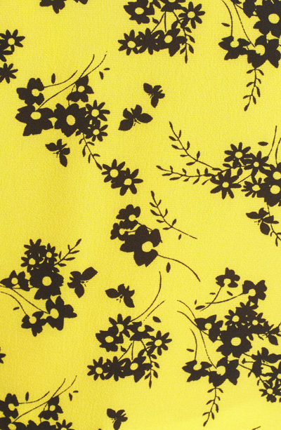 Shop Michael Michael Kors Floral Side Tie Top In Golden Yellow/ Black