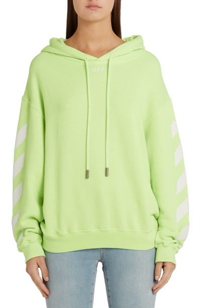 Shop Off-white Diagonal Carryover Long Hoodie In Fluo Yellow