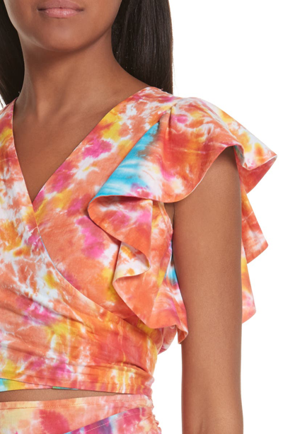 Shop All Things Mochi Lana Tie Dye Wrap Top In Blue Orange