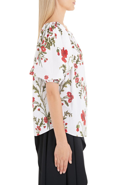 Shop Alexander Mcqueen Poppyfield Print Off The Shoulder Top In Ivory Mix