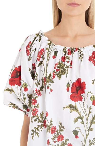 Shop Alexander Mcqueen Poppyfield Print Off The Shoulder Top In Ivory Mix