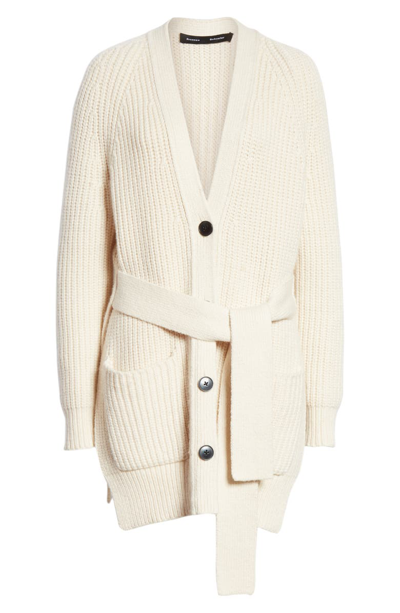 Shop Proenza Schouler Tie Waist Cardigan In Off White