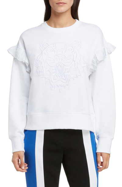 Kenzo Tiger Shoulder Ruffle Sweatshirt In White ModeSens