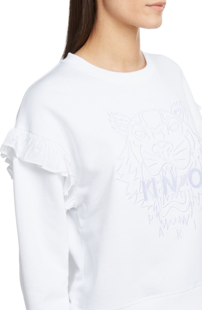 Shop Kenzo Tiger Shoulder Ruffle Sweatshirt In White