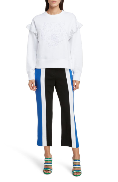 Shop Kenzo Tiger Shoulder Ruffle Sweatshirt In White