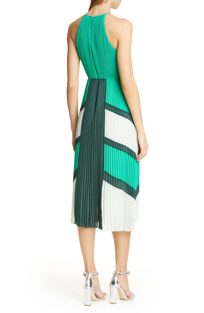 Ted Baker Colorblock Pleated Georgette Halter Dress In Bright Green |  ModeSens