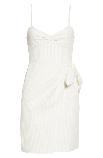 Shop Rebecca Taylor Pinstripe Cotton & Linen Dress In Snow Combo