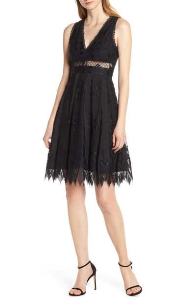 Shop Foxiedox Sabella Lace Fit & Flare Dress In Black