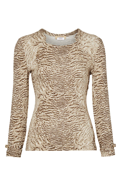 Shop Burberry Astrakhan Print Top In Pale Taupe