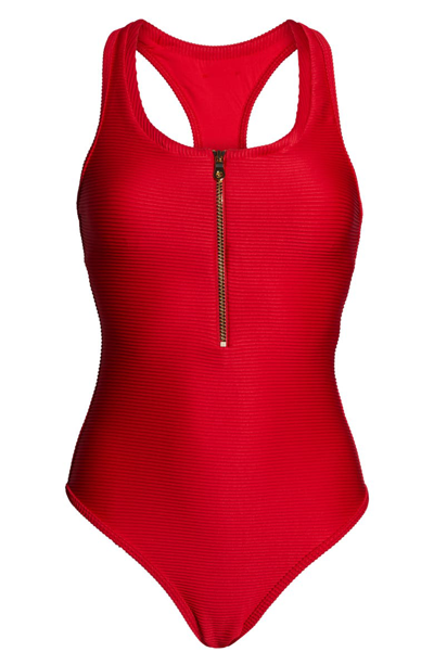 Shop Heidi Klein Core Nautical One-piece Swimsuit In Red