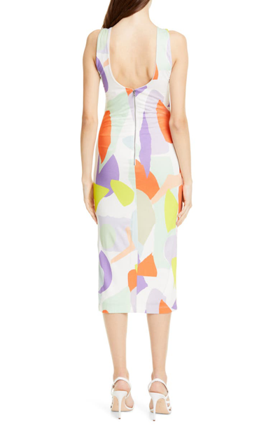 Shop Alice And Olivia James Abstract Pattern Body-con Tank Dress In Geo Collage Cream/ Multi
