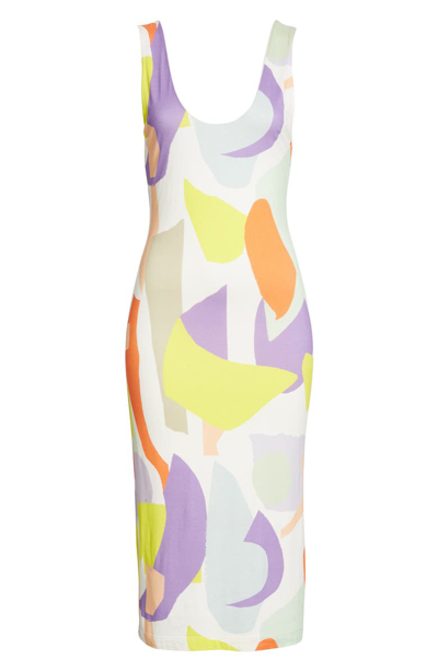Shop Alice And Olivia James Abstract Pattern Body-con Tank Dress In Geo Collage Cream/ Multi
