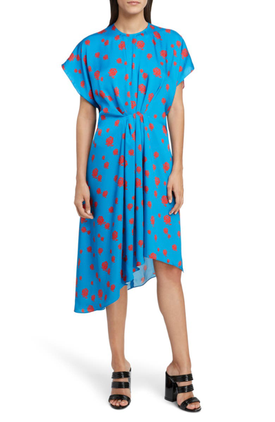 Shop Kenzo Asymmetrical Midi Dress In Cobalt