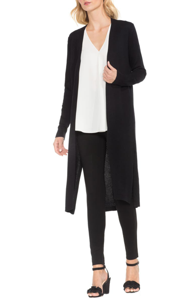 Shop Vince Camuto Textured Long Cardigan In Rich Black