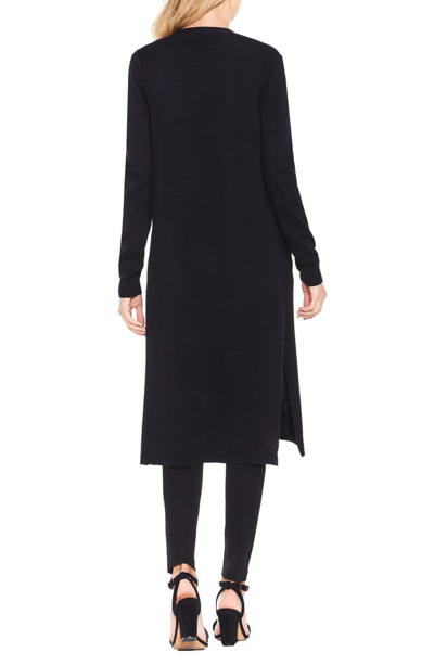 Shop Vince Camuto Textured Long Cardigan In Rich Black