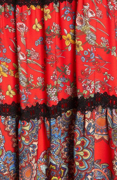 Shop Alice And Olivia Karolina Mixed Print Maxi Dress In Batik Medallion Bt Poppy/ Mult