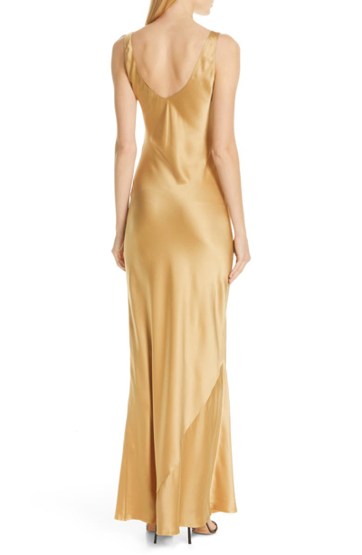 Shop Nili Lotan Bazile Silk Evening Dress In Golden
