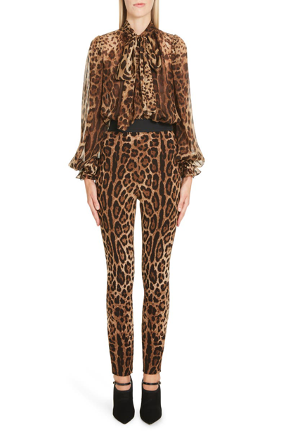 Shop Dolce & Gabbana Leopard Print Cady Leggings