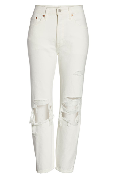 Shop Levi's 501 Ripped High Waist Crop Jeans In Point Blank
