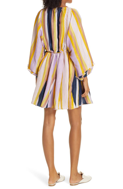 Shop Apiece Apart La Flutte Stripe Cotton & Silk Minidress In Olivio Stripe