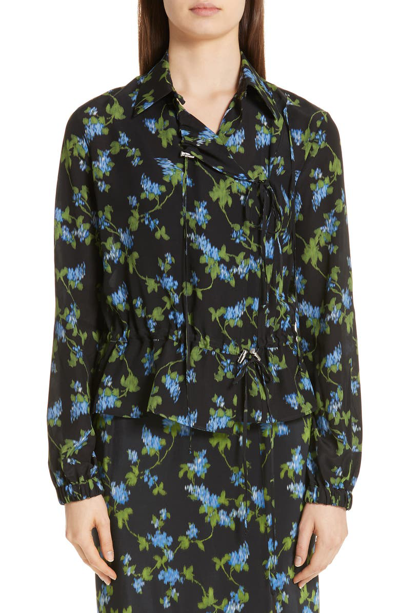 Shop Altuzarra Floral Print Silk Jacket In Black