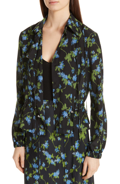 Shop Altuzarra Floral Print Silk Jacket In Black